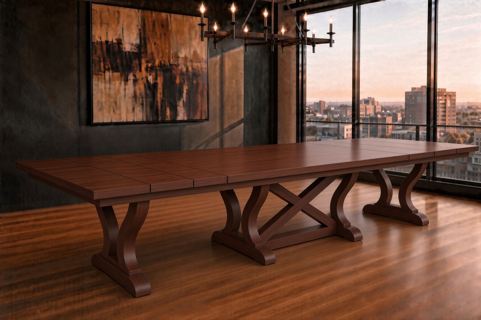 White ash live-edge table with a black epoxy river